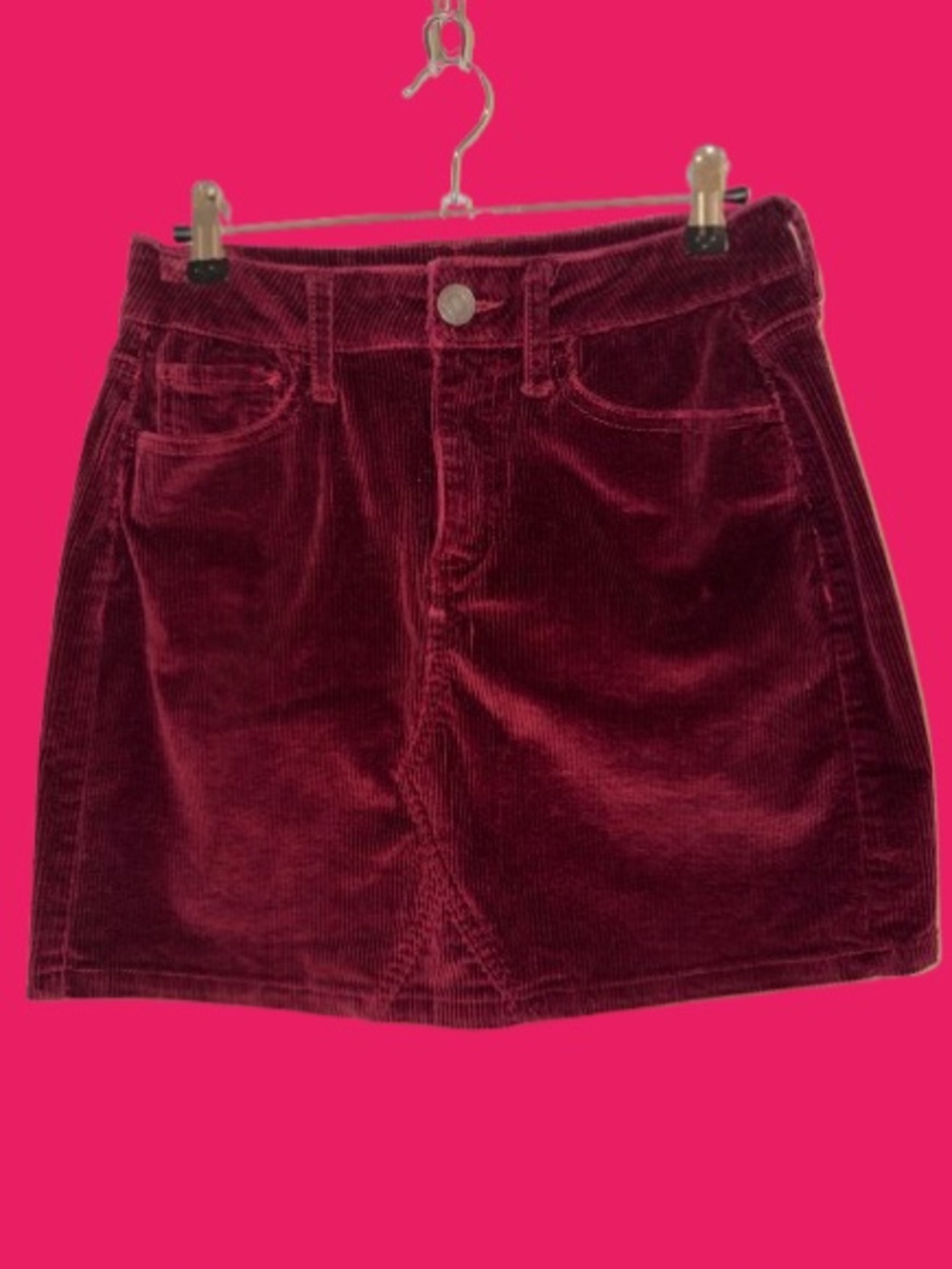 SO Burgundy Corduroy Mini Skirt | Size US 5 / UK 27